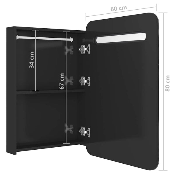 LED kylpyhuoneen peilikaappi kiiltävä musta 60x11x80 cm