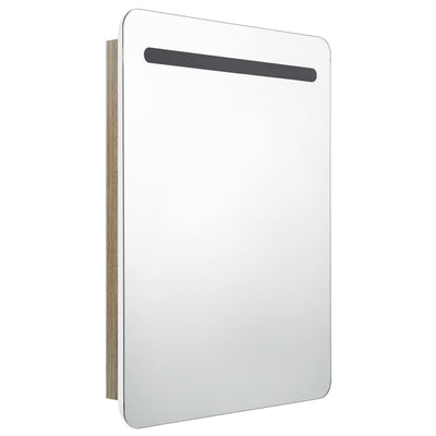 LED kylpyhuoneen peilikaappi valkoinen ja tammi 60x11x80 cm
