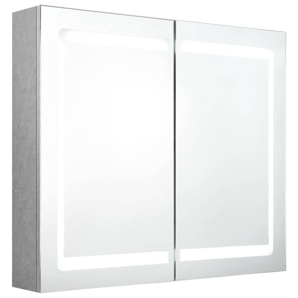 LED kylpyhuoneen peilikaappi betoninharmaa 80x12x68 cm