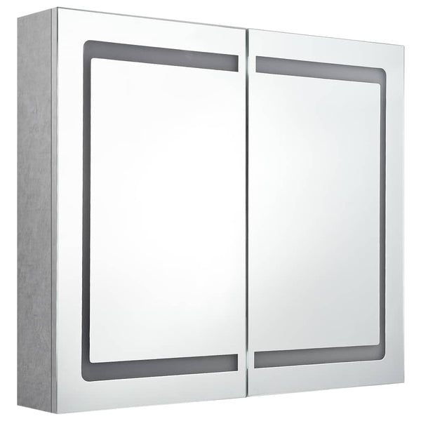 LED kylpyhuoneen peilikaappi betoninharmaa 80x12x68 cm