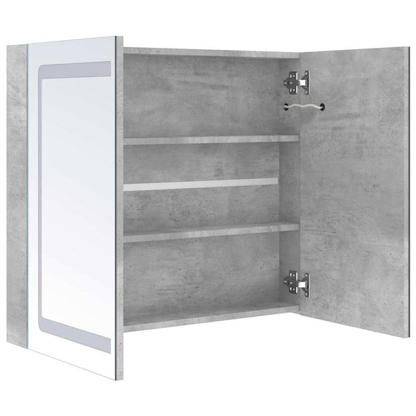 LED kylpyhuoneen peilikaappi betoninharmaa 80x12x68 cm