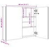 LED kylpyhuoneen peilikaappi betoninharmaa 80x12x68 cm