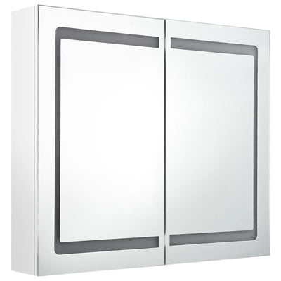 LED kylpyhuoneen peilikaappi kiiltävä valkoinen 80x12x68 cm