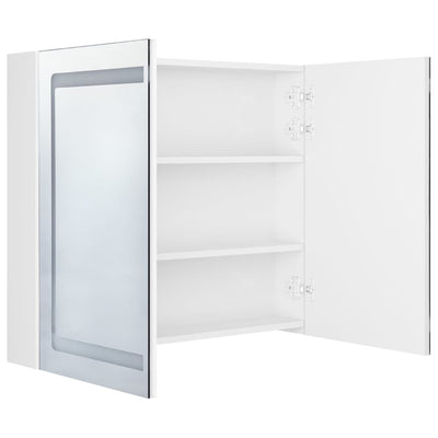 LED kylpyhuoneen peilikaappi kiiltävä valkoinen 80x12x68 cm