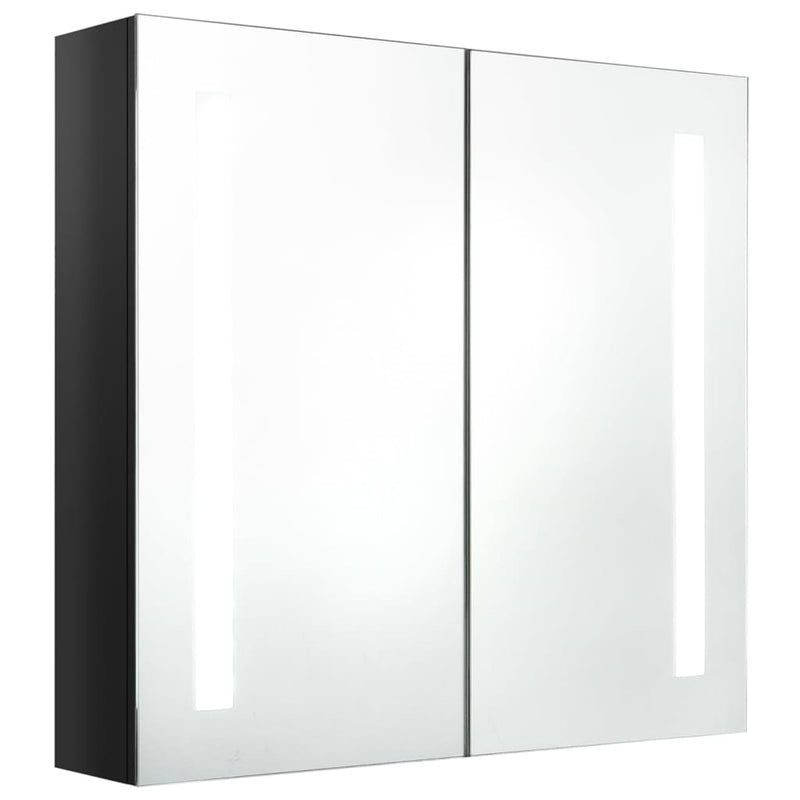 Musta led kylpyhuoneen peilikaappi Eustin 62x14x60cm (kiiltävä)