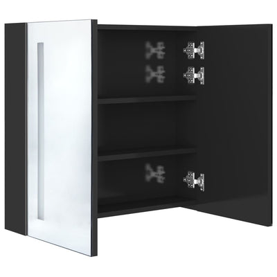 LED kylpyhuoneen peilikaappi kiiltävä musta 62x14x60 cm