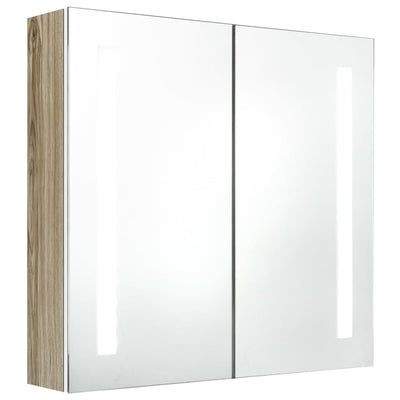 LED kylpyhuoneen peilikaappi valkoinen ja tammi 62x14x60 cm