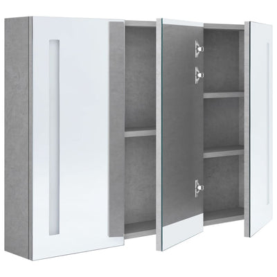 LED kylpyhuoneen peilikaappi betoninharmaa 89x14x62 cm