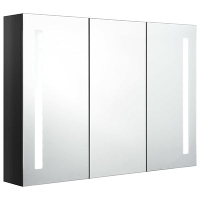 LED kylpyhuoneen peilikaappi 89x14x62 cm kiiltävä musta