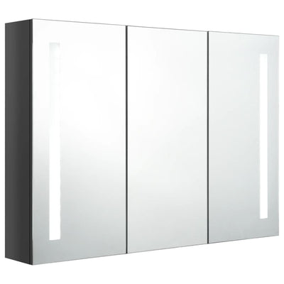 LED kylpyhuoneen peilikaappi 89x14x62 cm kiiltävä harmaa