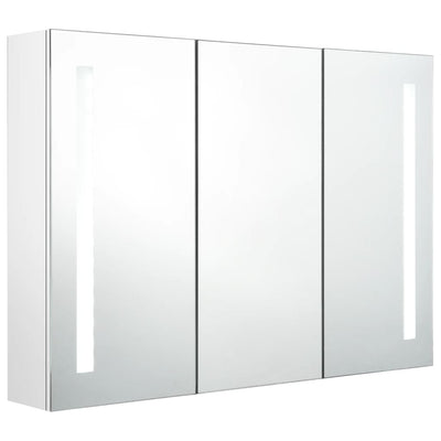 LED kylpyhuoneen peilikaappi 89x14x62 cm kiiltävä valkoinen