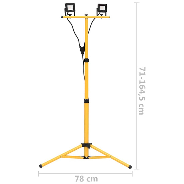 LED-valonheitin kolmijalalla 2x10 W lämmin valkoinen
