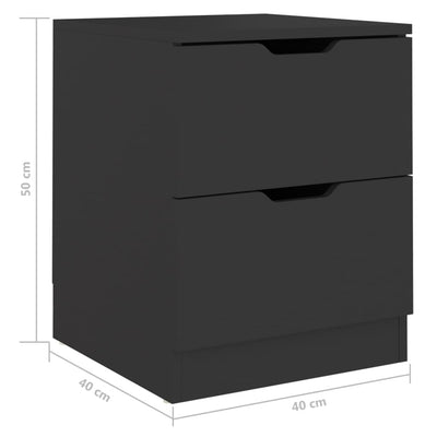 Yöpöydät 2 kpl musta 40x40x50 cm tekninen puu