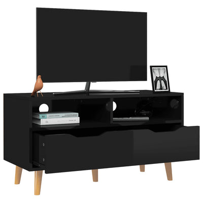 TV-taso korkeakiilto musta 90x40x48,5 cm tekninen puu