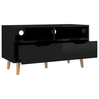 TV-taso korkeakiilto musta 90x40x48,5 cm tekninen puu