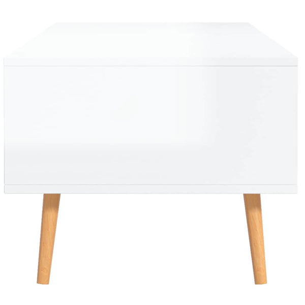 Sohvapöytä korkeakiilto valkoinen 100x49,5x43 cm lastulevy