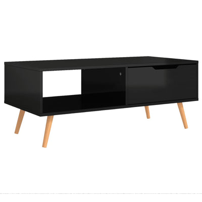 Sohvapöytä korkeakiilto musta 100x49,5x43 cm tekninen puu