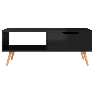Sohvapöytä korkeakiilto musta 100x49,5x43 cm tekninen puu