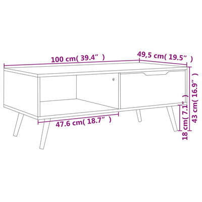 Sohvapöytä korkeakiilto musta 100x49,5x43 cm tekninen puu