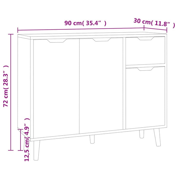 Senkki musta 90x30x72 cm tekninen puu