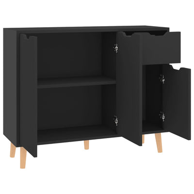 Senkki korkeakiiltoinen musta 90x30x72 cm lastulevy