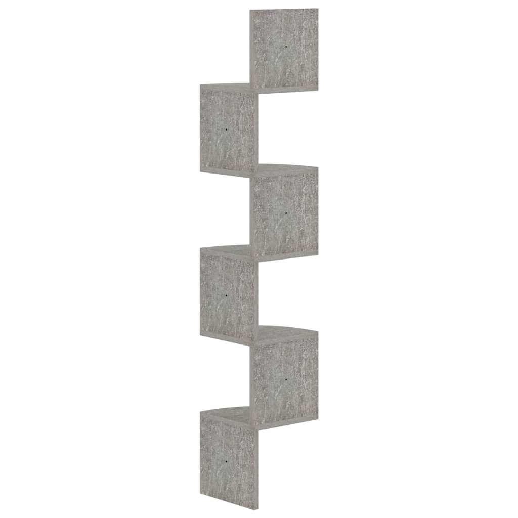 Betoninharmaa seinäkulmahylly Francics 19x19x123cm (puinen)
