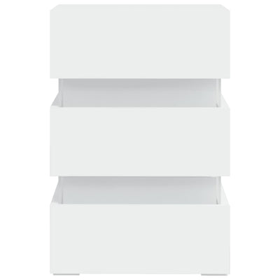 Yöpöytä LED-valoilla valkoinen 45x35x67 cm tekninen puu
