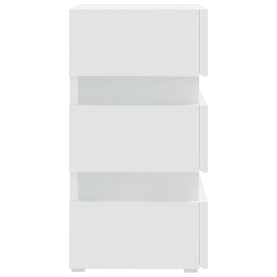 Yöpöytä LED-valoilla valkoinen 45x35x67 cm tekninen puu