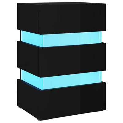 LED-yöpöytä korkeakiilto musta 45x35x67 cm tekninen puu