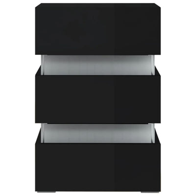 LED-yöpöytä korkeakiilto musta 45x35x67 cm tekninen puu