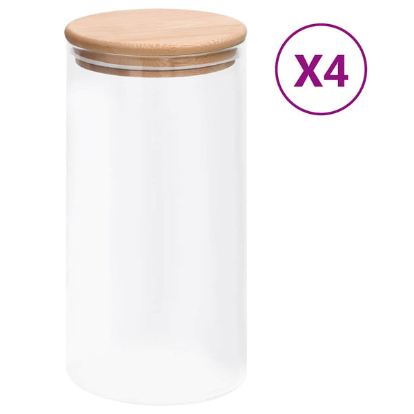 Lasiset säilytyspurkit bambukansilla 4 kpl 1200 ml