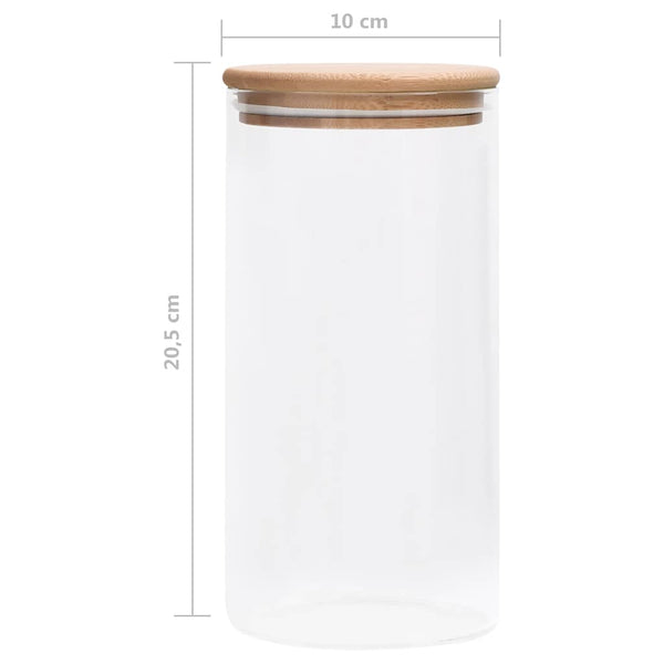 Lasiset säilytyspurkit bambukansilla 4 kpl 1200 ml