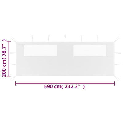 Huvimajan sivuseinä ikkunoilla 6x2 m valkoinen
