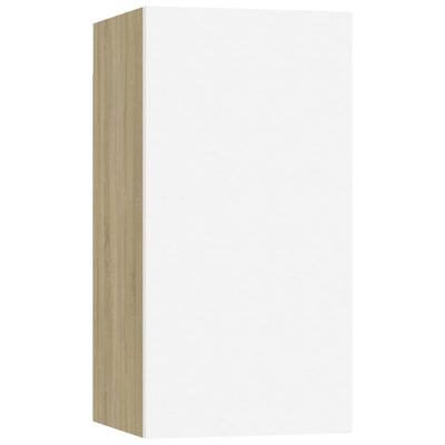 TV-tasot 2 kpl valkoinen ja Sonoma 30,5x30x60 cm tekninen puu
