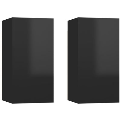 TV-tasot 2 kpl korkeakiilto musta 30,5x30x60 cm tekninen puu