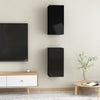 TV-tasot 2 kpl korkeakiilto musta 30,5x30x60 cm tekninen puu