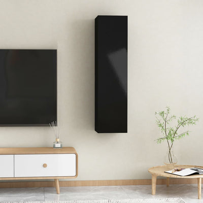 TV-tasot 2 kpl korkeakiilto musta 30,5x30x60 cm tekninen puu