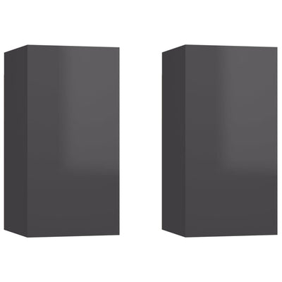 TV-tasot 2 kpl korkeakiilto harmaa 30,5x30x60 cm tekninen puu
