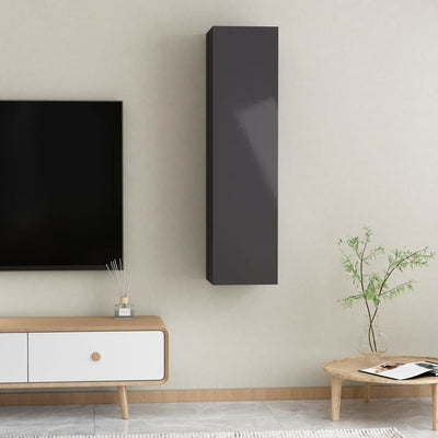 TV-tasot 2 kpl korkeakiilto harmaa 30,5x30x60 cm tekninen puu