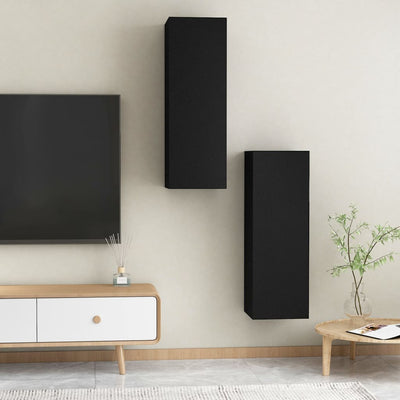 TV-tasot 2 kpl musta 30,5x30x90 cm tekninen puu