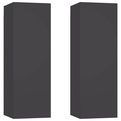 TV-tasot 2 kpl harmaa 30,5x30x90 cm tekninen puu