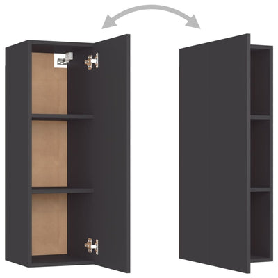 TV-tasot 2 kpl harmaa 30,5x30x90 cm tekninen puu
