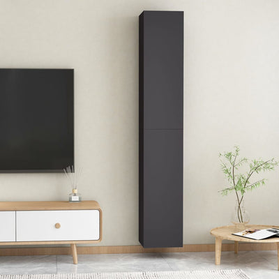 TV-tasot 2 kpl harmaa 30,5x30x90 cm tekninen puu