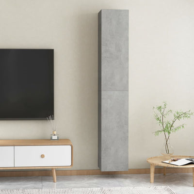 TV-tasot 2 kpl betoninharmaa 30,5x30x90 cm tekninen puu