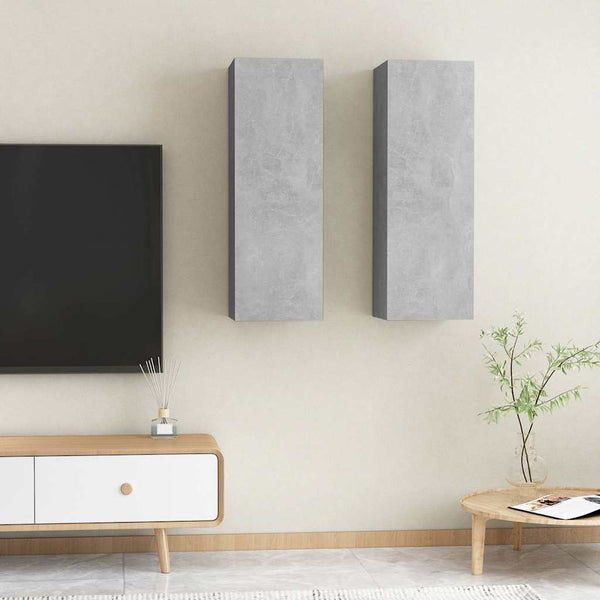 TV-tasot 2 kpl betoninharmaa 30,5x30x90 cm tekninen puu
