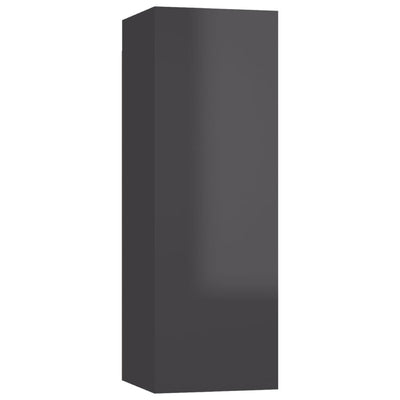 TV-tasot 2 kpl korkeakiilto harmaa 30,5x30x90 cm tekninen puu