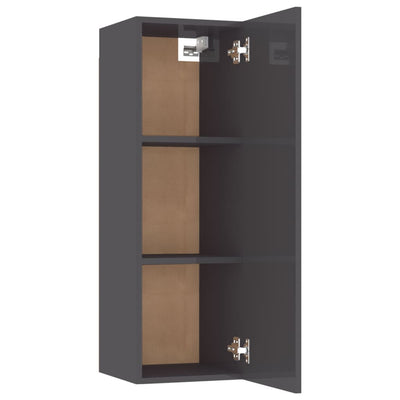 TV-tasot 2 kpl korkeakiilto harmaa 30,5x30x90 cm tekninen puu