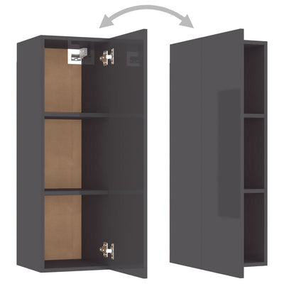 TV-tasot 2 kpl korkeakiilto harmaa 30,5x30x90 cm tekninen puu