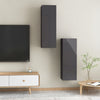 TV-tasot 2 kpl korkeakiilto harmaa 30,5x30x90 cm tekninen puu