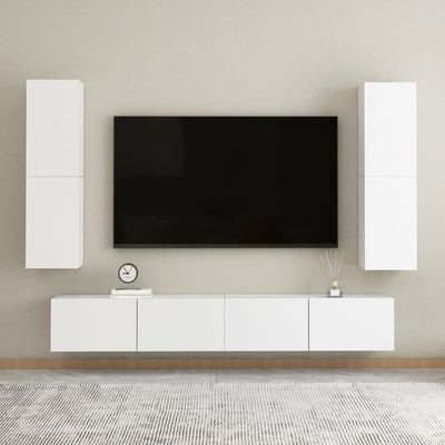 TV-tasot 2 kpl valkoinen 30,5x30x110 cm tekninen puu